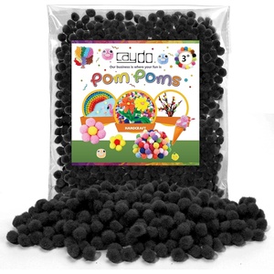 image:imageCaydo 1cm Green Pom Poms 500 Pieces Craft Pom Poms Balls for Kids Creative Arts and Crafts Project and Home DecorationsBlack