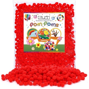 image:imageCaydo 1cm Green Pom Poms 500 Pieces Craft Pom Poms Balls for Kids Creative Arts and Crafts Project and Home DecorationsRed