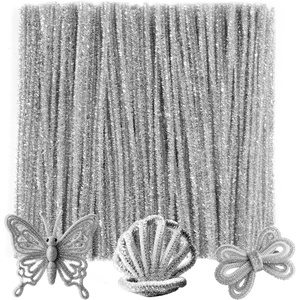 image:imageCaydo 200 Pieces Orange Pipe Cleaners for Flowers Making Craft Chenille Stems for Kids Creative DIY Art Crafts and Home Decorations 12 Inch x 6 mmGlitter Silver