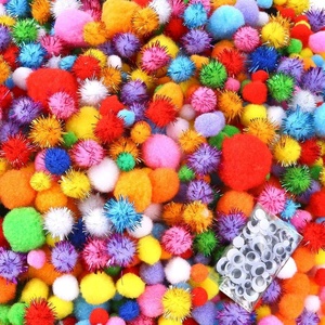 image:imageCaydo 2000 Pieces Assorted Sizes Multicolor Pompoms Glitter Pom Poms with 4 Sizes Wiggle Eyes for Easter Decorations Hobby DIY Art Craft Supplies