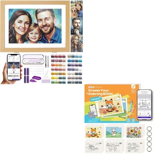 image:imageCaydo 3 Canvas Custom Diamond Painting Kit with Create Your Own Coloring Book for Kids with APP  40 Sheets 160gsm AcidFree Drawing Paper Blank for Gifts