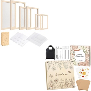 image:imageCaydo 3 Pieces Paper Making Frame Kit Papermaking Mould and Deckle with MeshA4 A5 A6 5 x 7 Inches 75 x 98 Inches 98 x 13 Inches amp Wooden Flower Press Kit 11x11 10 Layers for Adults
