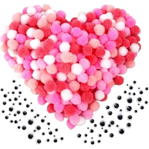 image:imageCaydo 300PCS Black Pom Poms with 100PCS Wiggle Eyes 1 Inch Pom Pom Balls for Kids Art and Craft Projects Making and Classroom Craft ActivitiesGradient Pink