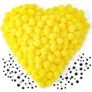 image:imageCaydo 300PCS Black Pom Poms with 100PCS Wiggle Eyes 1 Inch Pom Pom Balls for Kids Art and Craft Projects Making and Classroom Craft ActivitiesYellow