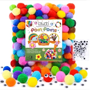 image:imageCaydo 400 pcs  300 Pieces Green Pom Poms for Crafts with 100 Wiggle Eyes 1 Inch Craft Pompom Balls for Kids Creative DIY Crafts and Easter DecorationsMulticolor