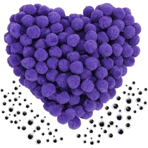 image:imageCaydo 400 pcs  300 Pieces Green Pom Poms for Crafts with 100 Wiggle Eyes 1 Inch Craft Pompom Balls for Kids Creative DIY Crafts and Easter DecorationsPurple