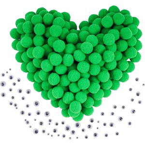 image:imageCaydo 400 pcs  300 Pieces Green Pom Poms for Crafts with 100 Wiggle Eyes 1 Inch Craft Pompom Balls for Kids Creative DIY Crafts and Easter DecorationsGreen