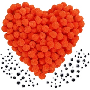 image:imageCaydo 400 pcs  300 Pieces Green Pom Poms for Crafts with 100 Wiggle Eyes 1 Inch Craft Pompom Balls for Kids Creative DIY Crafts and Easter DecorationsOrange