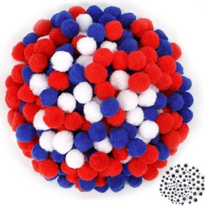 image:imageCaydo 400 pcs  300 Pieces Green Pom Poms for Crafts with 100 Wiggle Eyes 1 Inch Craft Pompom Balls for Kids Creative DIY Crafts and Easter DecorationsRed White Blue