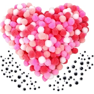 image:imageCaydo 400 pcs  300 Pieces Green Pom Poms for Crafts with 100 Wiggle Eyes 1 Inch Craft Pompom Balls for Kids Creative DIY Crafts and Easter DecorationsGradient Pink
