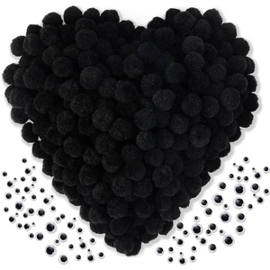 image:imageCaydo 400 pcs  300 Pieces Green Pom Poms for Crafts with 100 Wiggle Eyes 1 Inch Craft Pompom Balls for Kids Creative DIY Crafts and Easter DecorationsBlack
