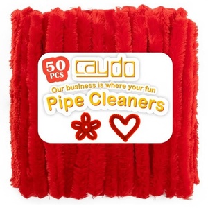 image:imageCaydo 50PCS Extra Thick Pipe Cleaners with 100pcs Eyes Jumbo Black Chenille Stems for Kids Craft DIY Projects Creative Home Decoration30 mm x 12 InchRed