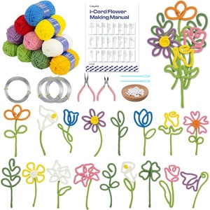 image:imageCaydo Aluminum Craft Wire amp Acrylic Yarn Skeins Kit  iCord Knitting Kit for Beginner 8x25g Yarn 2 Roll 5M x 3mm Wire DIY iCord Handicraft MakingFlower Pattern Kit