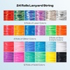 image:imageCaydo Plastic Lanyard String Kit 15 Colors 2 Style Plastic String Boondoggle String Kits with 40Pcs Key Chain Accessories and Instruction Gimp String for Crafts Keychain Bracelet Jewelry24 Rolls with Storage Bag