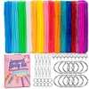 image:imageCaydo Plastic Lanyard String Kit 15 Colors 2 Style Plastic String Boondoggle String Kits with 40Pcs Key Chain Accessories and Instruction Gimp String for Crafts Keychain Bracelet Jewelry15 Colors with Color Box
