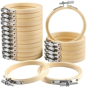 image:imageCaydo 20 Pieces 3 Inch Embroidery Hoops Christmas Round Wooden Circle Cross Stitch Hoop Round Ring for Art Craft Handy Sewing