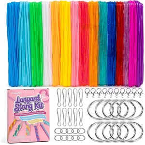 image:imageCaydo Plastic Lanyard String Kit 15 Colors 2 Style Plastic String Boondoggle String Kits with 40Pcs Key Chain Accessories and Instruction Gimp String for Crafts Keychain Bracelet Jewelry15 Colors with Color Box