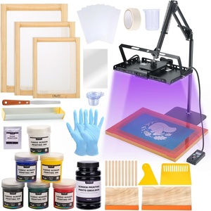 image:imageCaydo 54 PCS AllInOne Screen Printing Kit with 100W LED UV Exposure Light 3 Sizes Wood Screen Printing Frames 6 Colors Screen Printing Ink Screen Printing Photo Emulsion Screen Printing Squeegee