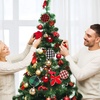 image:imageCaydo 12 Pieces Christmas Ornament Kit Including 3 Inch Embroidery Hoops and 5 Inch Squares Plaid Fabric for Christmas Decorations24PCS