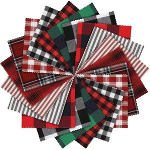 image:imageCaydo 20 Pieces Christmas Fabric Squares 59 Inch Christmas Charm Packs 10 Patterns Polyester Cotton Plaid Fabric Squares for Garlands and Home Decoration