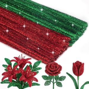 image:imageCaydo 200 Pieces Halloween Pipe Cleaners with 100PCS Wiggle Eyes 8 ColorsGlitter Red  Green